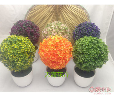 【天海花卉仿真櫻雪球盆栽盆景小樹窗臺擱板擺件道具真樹花球草球】濟南市天橋區天海花卉商行 - 產品庫