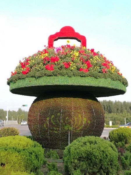 立體鮮花雕塑造型定制廠家 大型戶外花籃雕塑造型專業定制