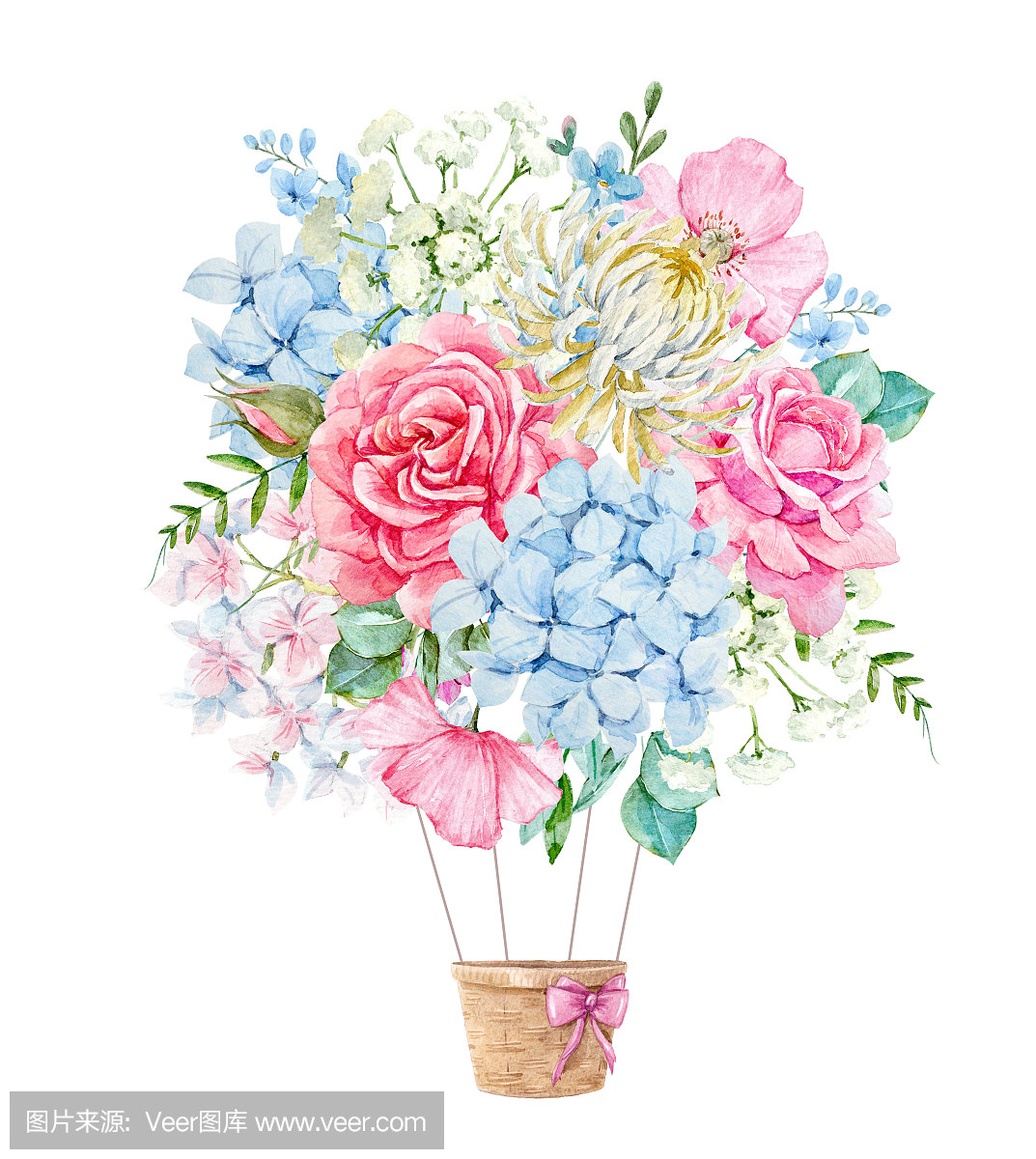 水彩花卉組成